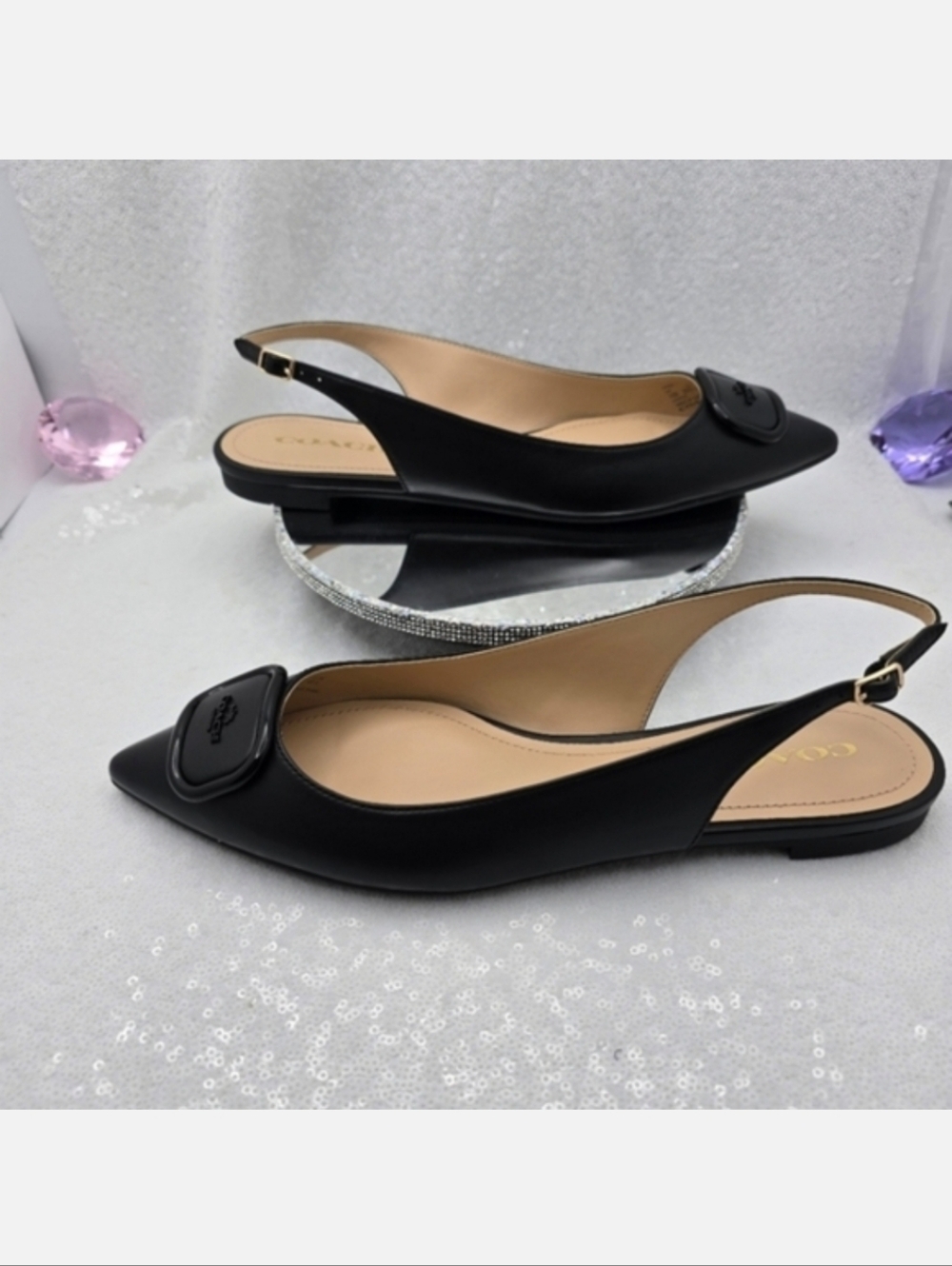 Coach Veda Class Slingback Flats Black Leather Women's 10 - Picture 5 of 10